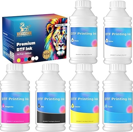 DTF Ink Set, 3000ML Upgraded Formula Premium Transfer Ink for DTF Printer Refill Compatible with XP600 I1800 F1080 DX5 DX7 8550 (6 x 500ml, 102 oz)