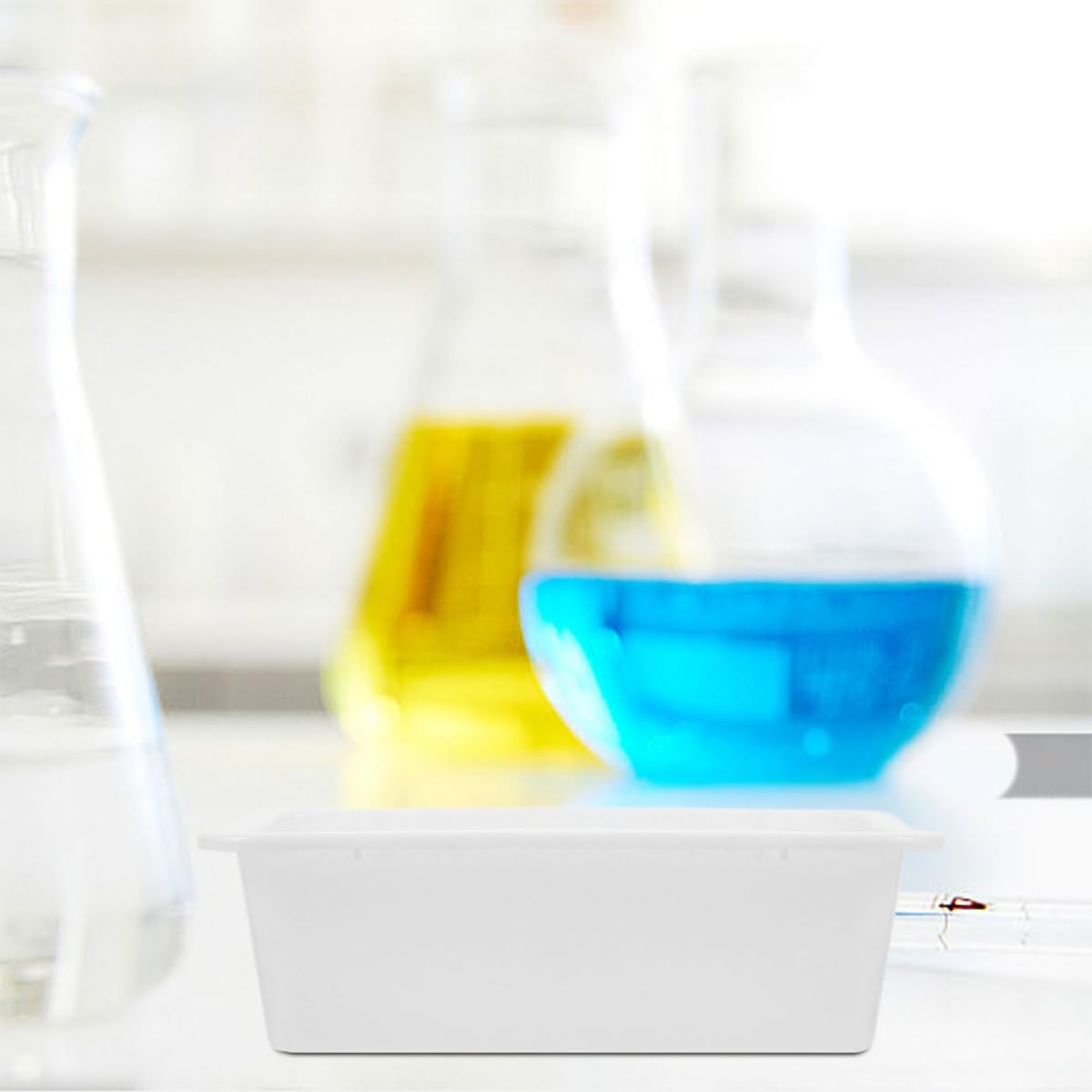 Operitacx 4 Stück Labortablett aus Weißem Kunststoff mit 240x170x65mm Chemikalienbeständig und Flüssigkeitsdicht für Laborarbeiten und Wissenschaftliche Forschung