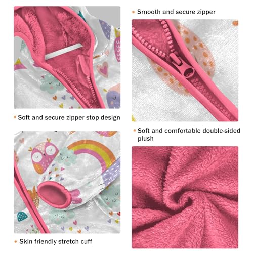 OTVEE Cute Cartoon Owls Animals Kids Hoodie Jacket Fall Spring Full Zip Warm Outwear Coat3