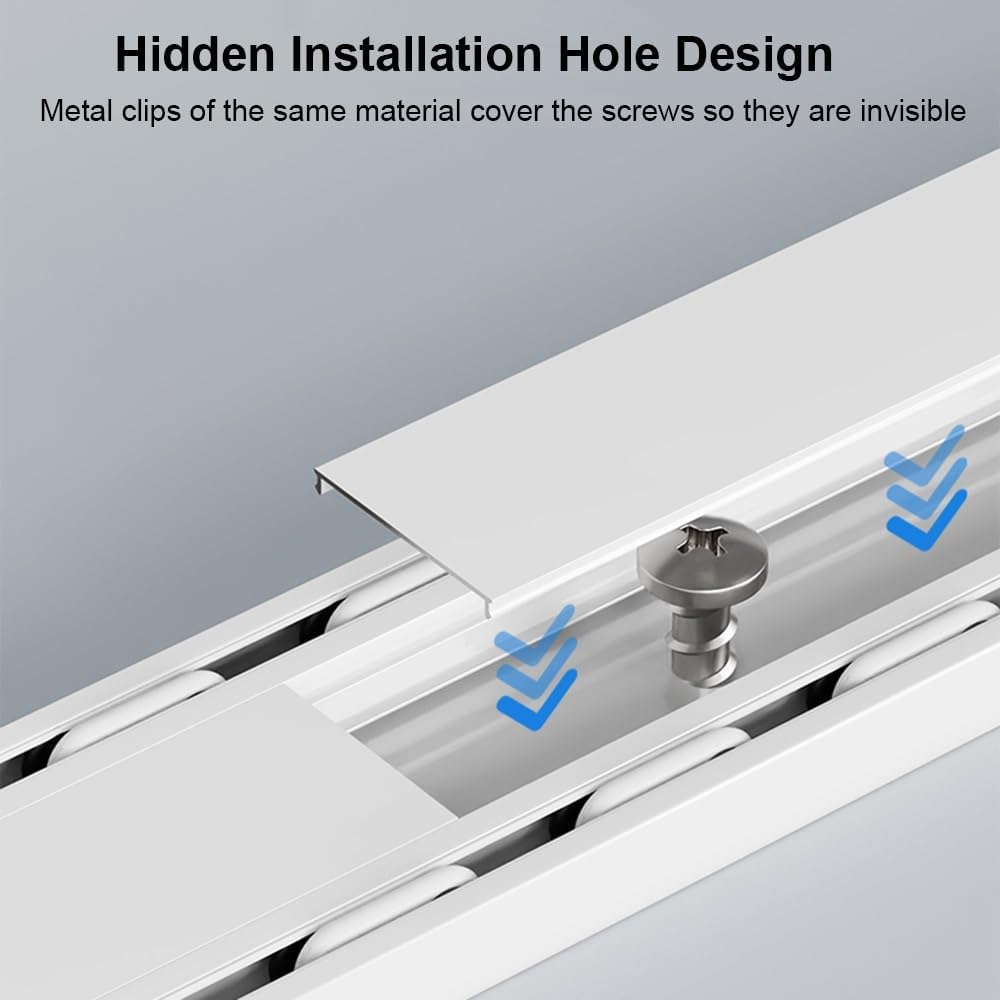 2.2-19.7FT Double Track Curtain Rail - Sliding Ceiling Track for Curtains, Room Divider & Privacy Rod, Durable Aluminium for Living Room & Bedroom (White, 8.5ft)