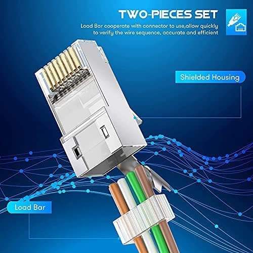 BOXNUBE RJ45 Cat7 Cat6A Crimping Connectors 8P8C Modular Plug 3 Prong Shielded FTP/STP Metal Connector | Dovetail Clip Design | 25 Pack 3