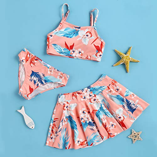 Image of Arshiner Girls 3 Piece Swimsuit for Teen Girl Tankini Swimsuits Bathing Suit Beach Bikini Swimwear with Skirt