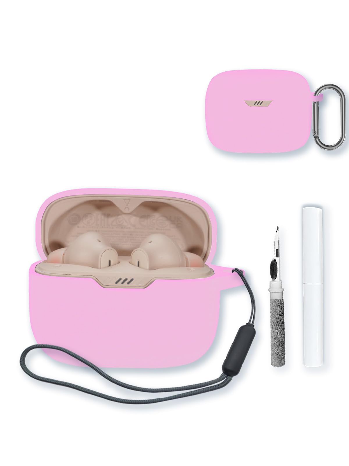 Case for JBL Tune 230NC TWS - True Wireless in-Ear Headphones,Soft Protective,BOVUGAC Silicone Case Cover with Keychain & Cleaning Kit & Lanyard for