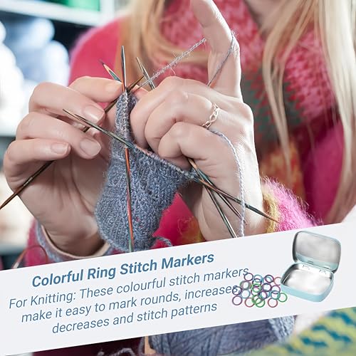 Image of Wonafa 50Pcs Round Metal Stitch Markers,Metal Colorful Crochet Stitch Markers,with Storage Box for Crocheting Clothing Tag DIY Craft Project (Orbicular-50Pcs)