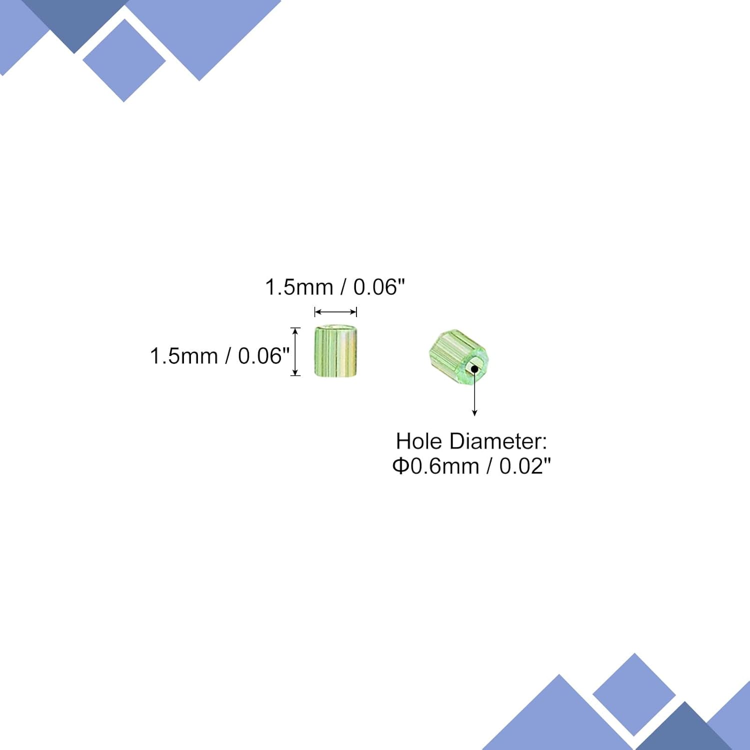 uxcell 1400Pcs Glass Bugle Beads, 1.5x1.5mm Tube Mini Loose Glass Seed Spacer Bead for DIY Earrings Necklaces Bracelets Jewelry Making (Light Green) - Image 2