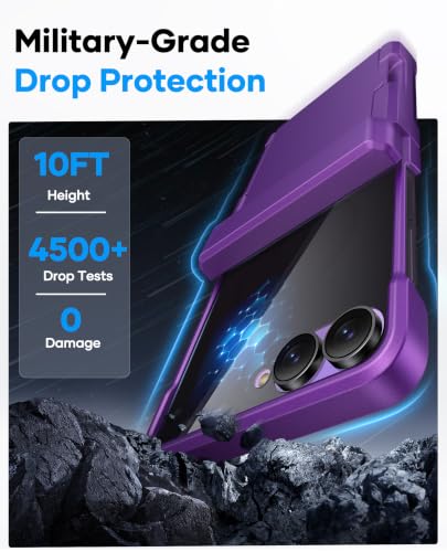 Image of for Samsung Z Flip 8 Case Wallet with Privacy Screen Protector, Dark Purple | Credit Card Holder (2-3 Cards), Hinge Protector, Military Grade Drop Protection, Rugged Durable Cover for Galaxy ZFlip 8