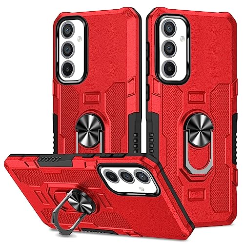 Coque Samsung Galaxy A54 rouge avec anneau rotatif et protection PC rigide anti-choc