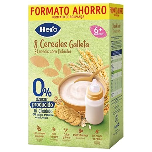 Hero Baby Papilla de 8 Cereales con Galleta, desde los 6 Meses, 820g