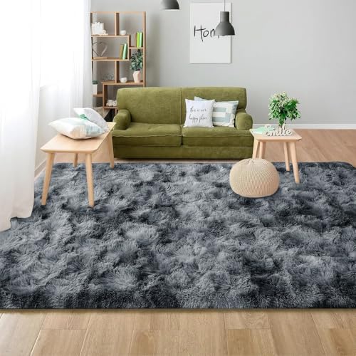 Cozy Fluffy Shag Tappeto per camera da letto e camera dei bambini, morbido tappeto in peluche per decorazione della cameretta e del soggiorno, grande, grigio chiaro, 160 x 230 cm, soluzione per