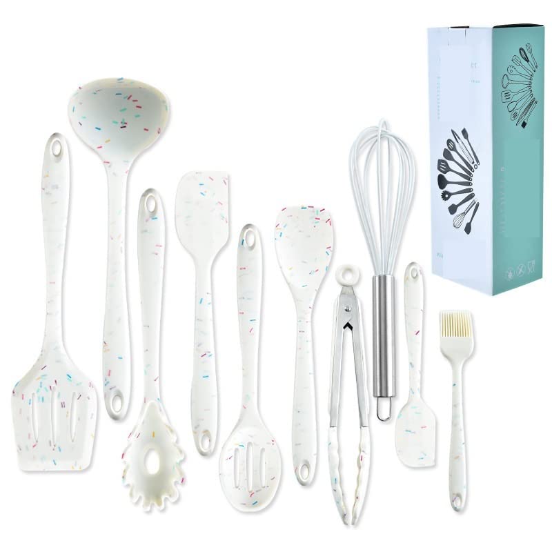 Ustensiles de cuisine en silicone de 10 pièces spatule et tourneur de cuisson