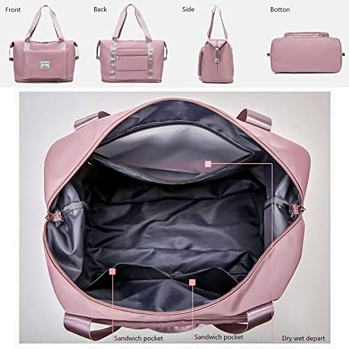 Macl Large Capacity Folding Travel Bag,Portable Travel Lightweight Waterproof Oxford Duffel Fabric Bag,Dry&Wet Separation Overnight Shoulder Bag,Carry Luggage Bag for Expandable Weekender Sports, Gym, Vacation (Green) 5 Macl Large Capacity Folding Travel Bag,Portable Travel Lightweight Waterproof Oxford Duffel Fabric Bag,Dry&Wet Separation Overnight Shoulder Bag,Carry Luggage Bag for Expandable Weekender Sports, Gym, Vacation (Green)