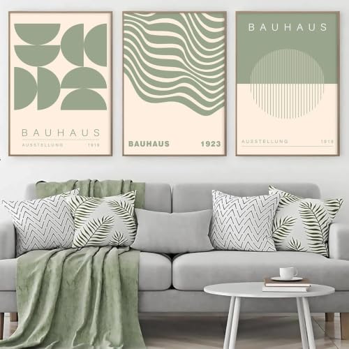 Poster Sage Green Abstract avec lignes géométriques et impression boho moderne