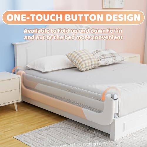 omzer Toddlers Bed Rails for King Bed - 3 Packs Bed Guard Rail Adjustable Height & Foldable Baby Safety Bed Railing 78.7x78.7x74.8 Designed for King Size Beds