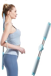 Aunnow Hunchback Posture Corrector-Yoga Sticks for Posture Pole Stretch Bar for Back, Back Cracker Stick Retractable Design Stretching Stick for Adult and Child (Blue)