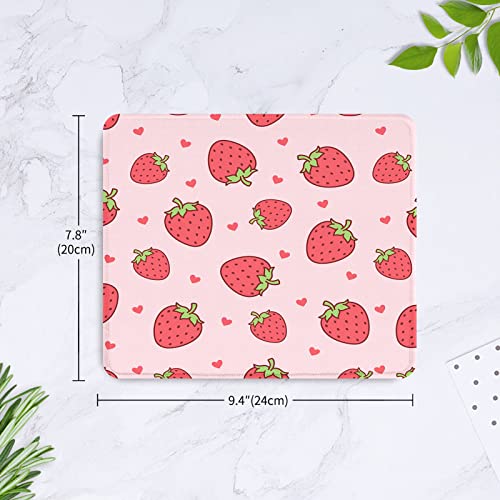 Seorsok Square Mouse Pad Cute Pink Strawberry,Office Home Personalized Premium-Textured Mouse Mat Design,Waterproof Mousepad,Non-Slip Rubber Base Computer Mouse Pads For Wireless Mouse #TOP6