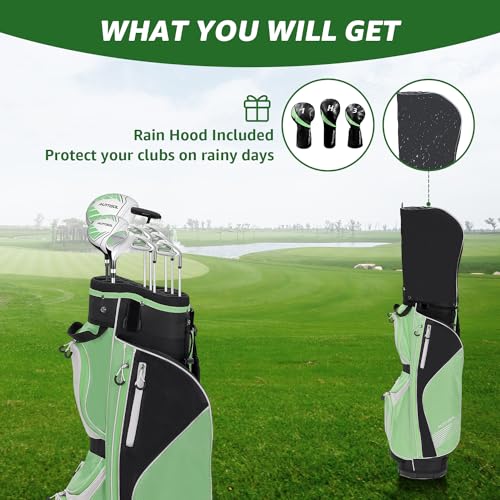 10 Pieces Golf Clubs Full Set Mens Right Hand,Golf Set Includes Stand Bag with Rain Hood, 1#Driver 3#Wood #5 Hybrid,with 3 Head Covers, 6# 7# 8# 9# PW# Irons and Putter - Image 6