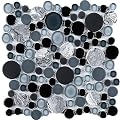 Tenedos Midnight Bardiglio Gey Black Bubble Random Round Marble and Glass Mosaic Wall Tile for Kitchen Backsplash, Bathroom Shower, Accent Decor (Box of 10 Sheets)