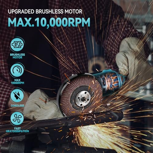 Amoladora angular inalámbrica de 125 mm compatible con batería de 18V a 21V para cortes rápidos 3