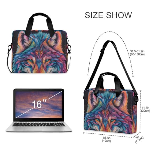Funda para portátil con diseño de lobo colorido ALAZA 13-15.6 pulg miniatura 4
