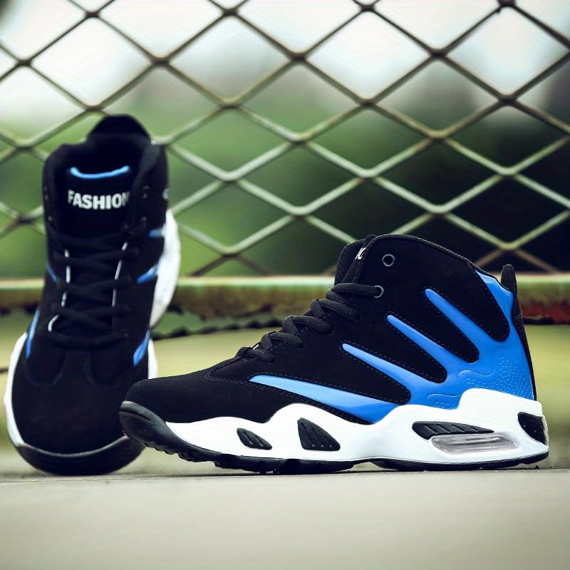 Men's Comfortable high-top Breathable Anti-Slip Shock-Absorbing lace-up Cushioned Basketball Sports Shoes, Suitable for Training, Running and Walking4