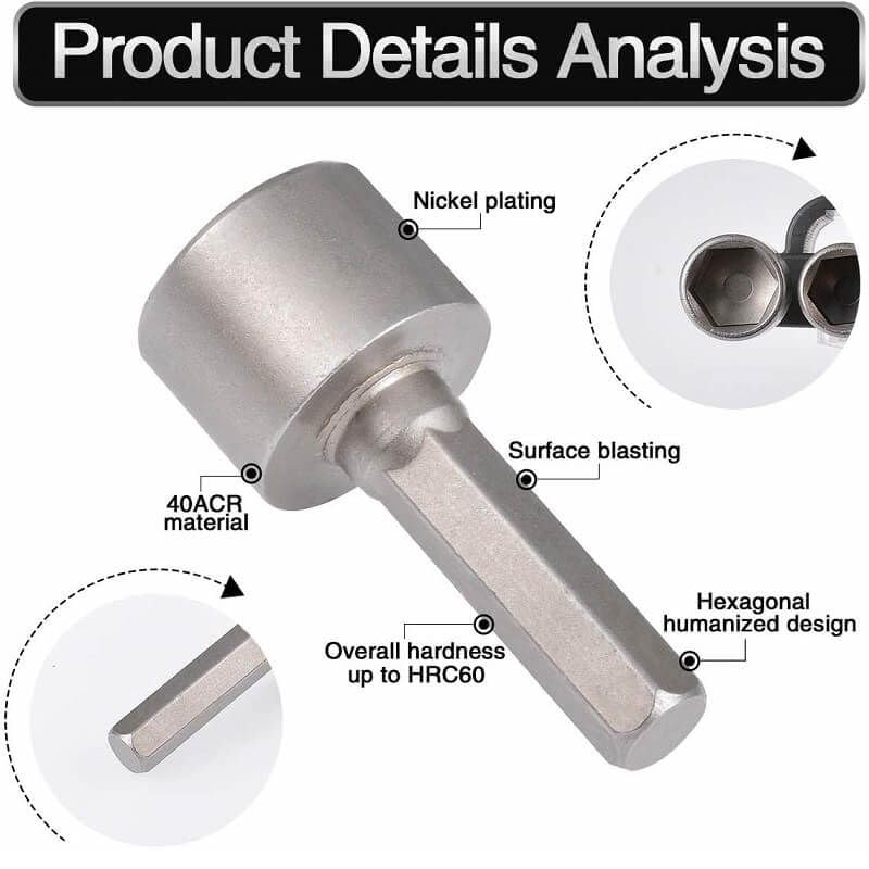 Image of Zurato 14 Piece Power Nut Driver Drill Bit Socket Wrench Tool Set | 35K Carbon Steel 1 /4 Inch Hex Shank Nut Driver Bits | Rustproof Wrench Adapter Kit for Drill Machine (14 Piece, Pck of 1)