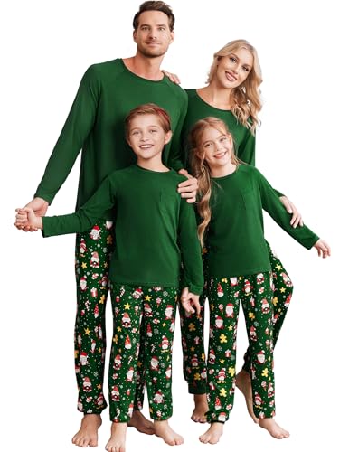 Ekouaer Family Matching Pajamas Christmas Sleepwear Long Sleeve Sleep Pjs