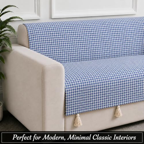 Image of STITCHNEST 'Nomad Weave Collection' 3 Seater Sofa Cover - Full Coverage| Elegant Jacquard Fabric, Decorative Tassels, Washable & Durable for Modern Living38