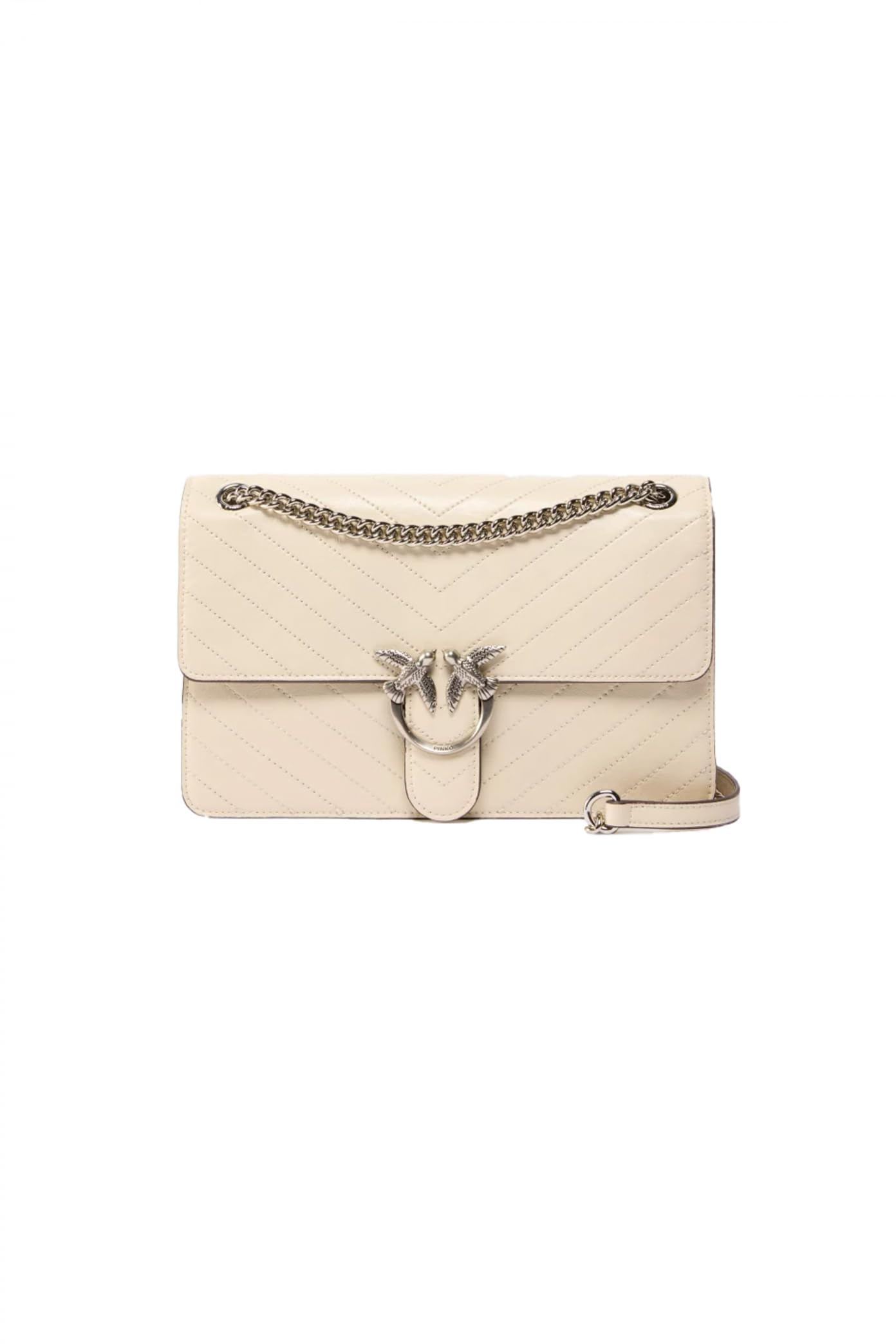 Bolso de mano de cuero cheurón blanco crema de PINKO