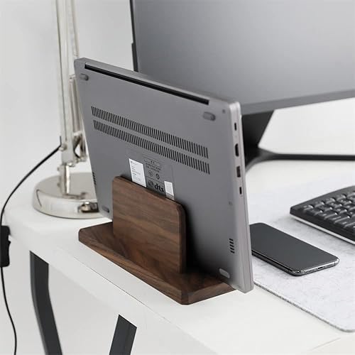 Miniatura 4 de Bright Stone Soporte vertical para laptop, soporte vertical de madera de nogal para laptop y soporte para MacBook, configuración de escritorio,