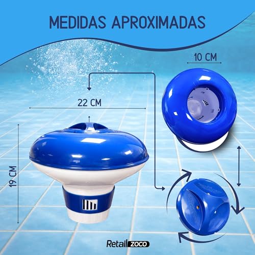 Miniatura 3 de Dispensador De Cloro Flotante, Clorador Piscina, Dosificador De Cloro Para Agua, Accesorios Para Piscina, Capacidad Para Pastillas De 200 G, Sistema Flotante, 200 G
