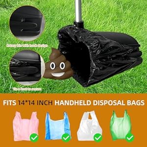 Metal Long Adjustable Dog Pooper Scooper,Pooper Scooper Swivel Bin and Rake with 20 Waste Bags,Poop Scooper for Large Medium Small Dogs,Long Stainless Steel Handle Use onYard, Grass, Dirt or Gravel