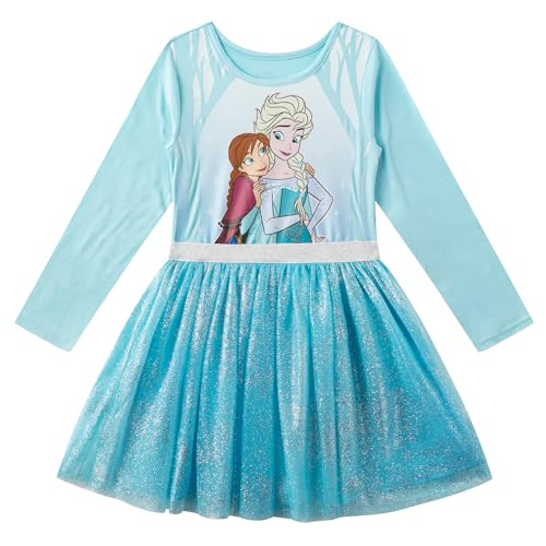 Disney Frozen Elsa and Anna - Vestido de manga larga para niñas y niños grandes, color azul, Azul, 6