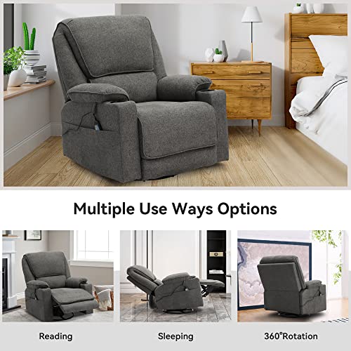 Yoconyo Swivel Rocker Recliner With Massage And Heated Functions, Living Room Chair With Remote Control, Two Cup Holders (Dark Gray) #TOP5