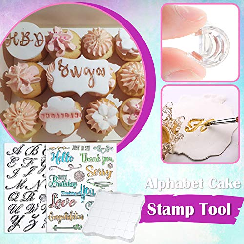 Alphabet Cake Stamp Tool Food-Grade Alphabet Biscuit Fondant Cake Cookie Stamp Mold Set Reusable Unique Letter Shaped DIY Cookie Biscuit 2pcs Stamp Tool1 Stamping Board