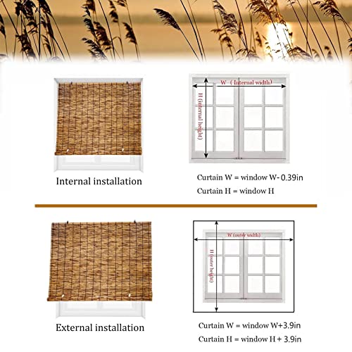 Outdoor Reed Roller Blinds Cordless Bamboo Roman Shades Reed Privacy Curtains Bamboo Window Shades Outdoor Patio Shades Roll Up Patio Bamboo Shades 18-72 Inches Wide Sunscreen ( Color : Natural 1 ) #TOP5