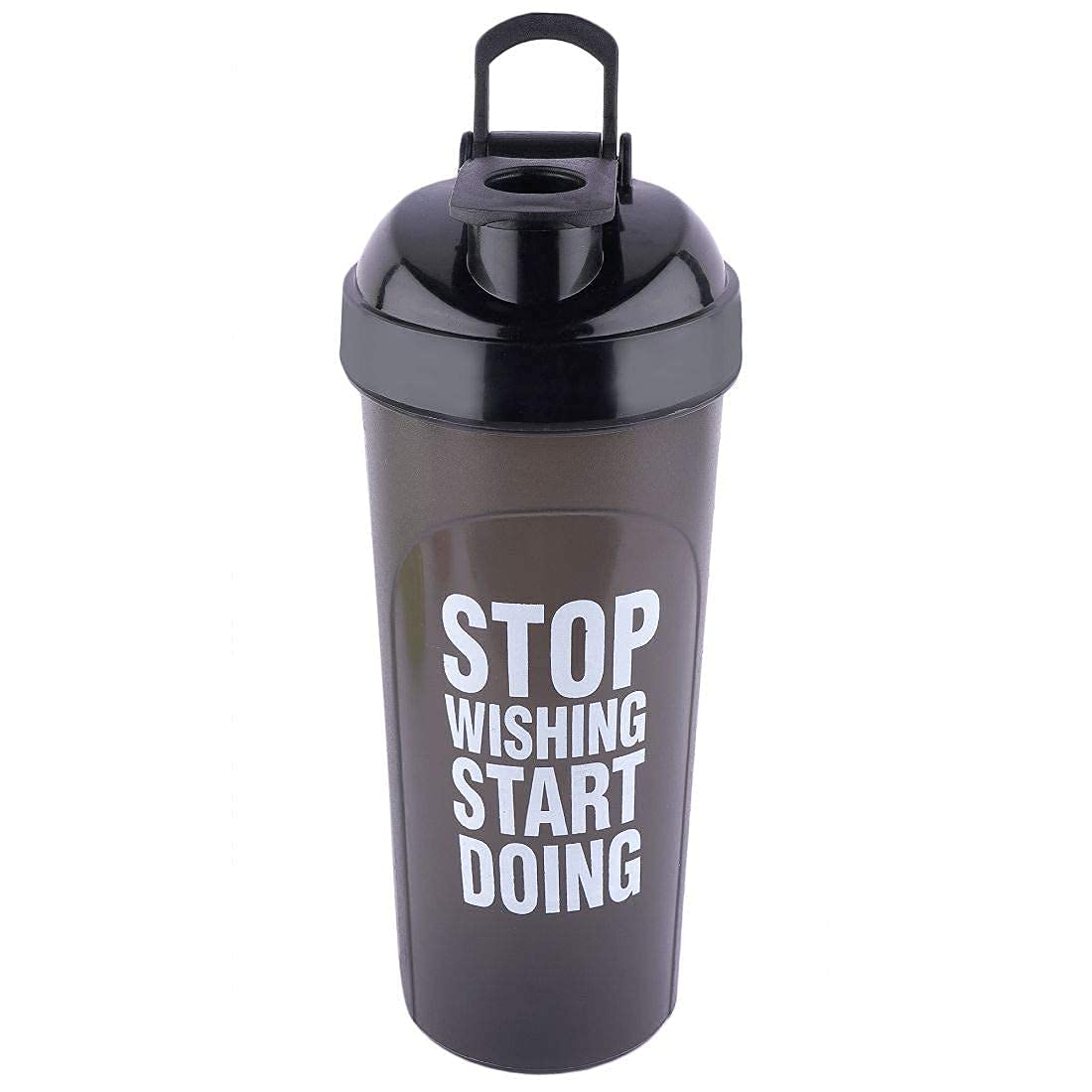 Gym Shaker Bottle BPA Free Stop Wishing Start Doing Bottle 700 ml Shaker (Black)-image-44