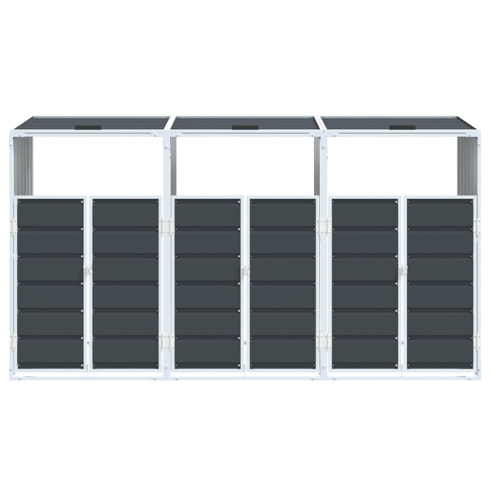 Gecheer Mülltonnenbox für 3 Tonnen Anthrazit 216x81x115 cm Stahl, Mülltonnenverkleidung Müllbox für Vorgärten Seitengänge Mietwohnungen4006181