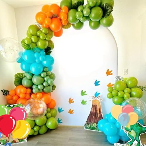 Image of Dinosaur Balloons 50PCS 12 Inch Fruit Green Blue and Orange Balloons