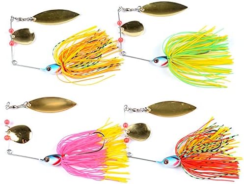 10Pcs 15.6g Outdoor Spinnerbaits Fishing Lures with Teaser Golden Rotating Sequins Diving Swimbaits Hard Bait for Trout Perch Freshwater Saltwater Fishing Tackle