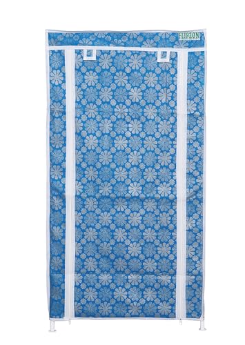 Image of FLIPZON Premium 6-Tiers Shoe Rack /Multipurpose Storage Rack with Dustproof Cover (Iron Pipes, Non Woven Fabric, Plastic Connector) (Blue Flower), Cm