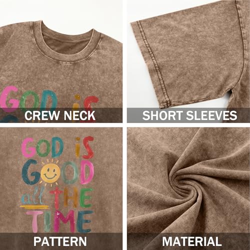 Image of Christian Shirts for Women Oversized God is Good Tshirt Vintage Religious Jesus Tees Inspirational Bible Verse Tops