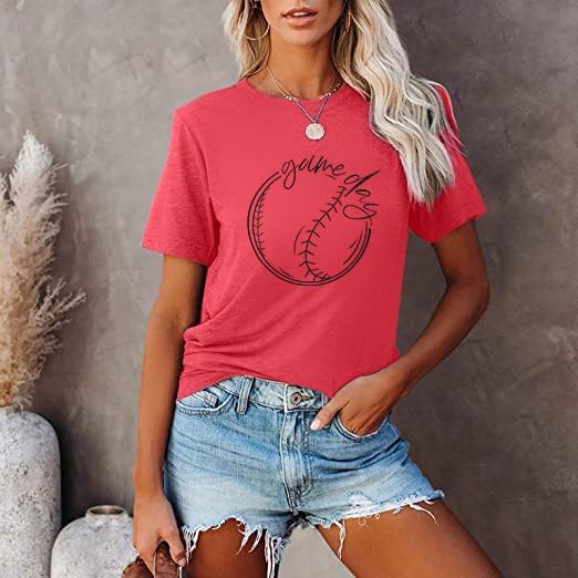 ALLTB Baseball Shirt Women Baseball Mom Shirts Funny Game Day Baseball Graphic Tee Tops Casual Ball Short Sleeve Tee Top - Image 2