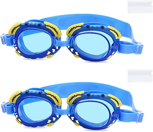 TFJH E Paquete de 2 gafas de natación para niños y niñas, antivaho sin fugas, 3-14 años