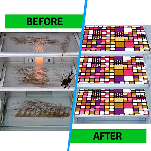 Image of Waterproof PVC Refrigerator Drawer Mats /Multipurpose Mats /Fridge Mats Set of 8 Pcs (Color-Check Pink, Size-17.5X11.5 Inches)