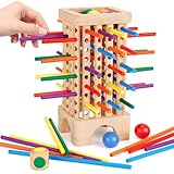 ♻️Sicheres Holzmaterial - Dieses traditionelle Brettspiel wird aus feinem Buchenholz gefertigt und mit ungiftiger Farbe versehen, um eine lang anhaltende Haltbarkeit zu gewährleisten. Unser Brettspiel ist komplett geruchsfrei. Die Oberfläche der Montessori Spielzeug ist glatt und frei von scharfen Kanten, was es sicherer für Kinder macht. Es enthält einen Turm, 42 bunte Stäbchen, 6 Bälle und 1 Würfel. Kinder können auch Spaß daran haben, Mikado und das Aufhebenspiel zu spielen.