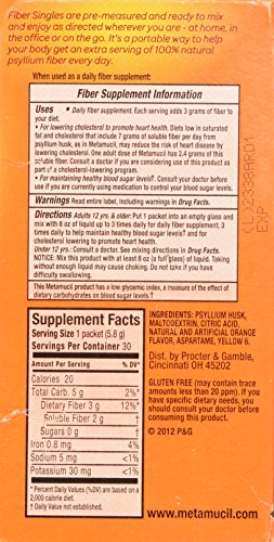 Metamucil Fiber Singles Smooth Texture Sugar Free Orange - 30 Packets #TOP1