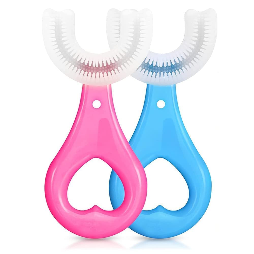 U Shaped Toothbrush for Kids Food Grade Silicone Reusable Ultra Soft Brush Mouth Cleaning Penguin Design Half Circle Teeth Cleaner for Infant Baby Sensitive Gums Pack of 2-image-45