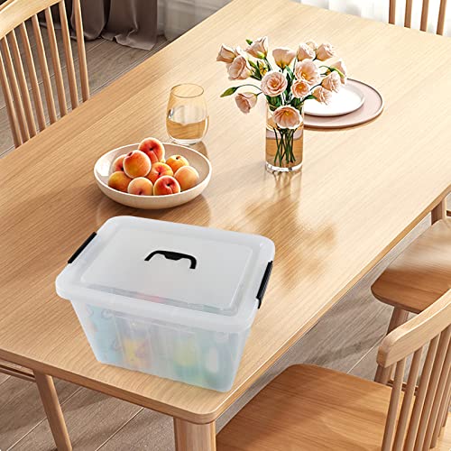 Leendines 20 L Clear Storage Boxes With Lids, Plastic Lidded Box Bins Set Of 4 #TOP4