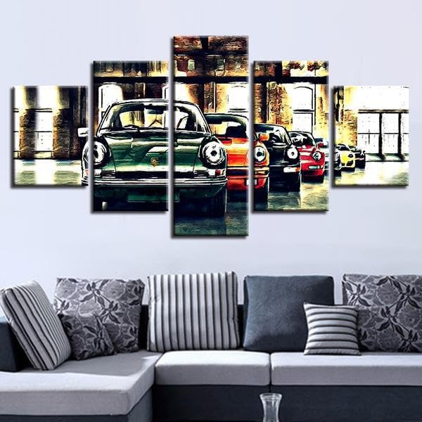 Toile Porsche 911 en 5 parties pour transformer l'ambiance de votre salon