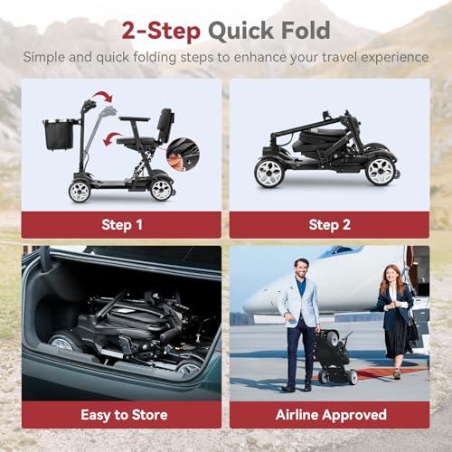 Image of (2026 Upgrade) Mobility Scooters for Seniors, Light Weight 20 Miles Trave Foldable 4 Wheeler for Adults, Removable Lithium Battery, Scooter for Adults with 330 lbs Capacity (Black)